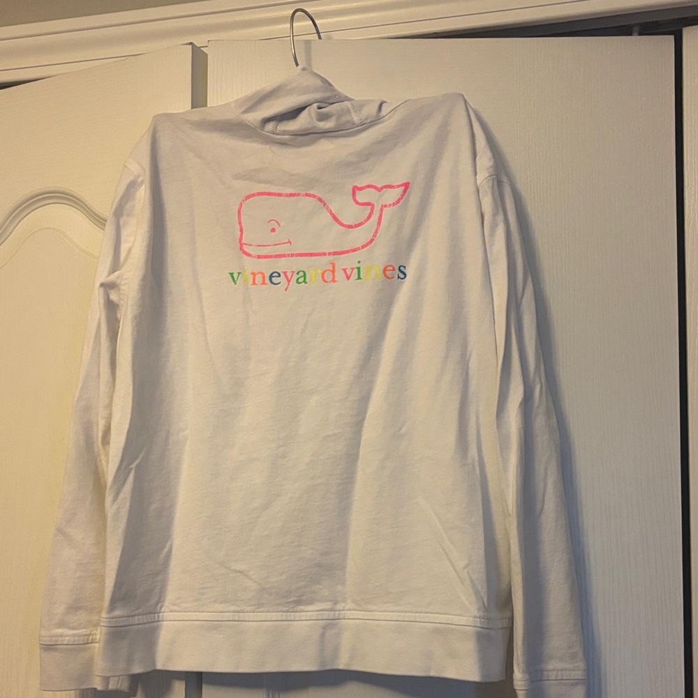Vineyard Vines Kids White Hoodie with Colorful Logo